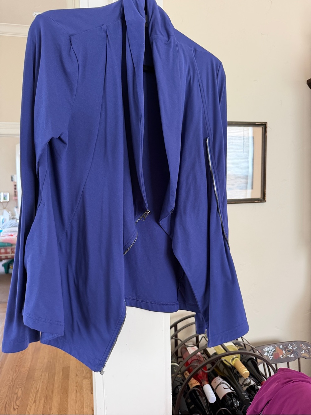 Columbia Open-Front Draped Jacket in Royal Blue
